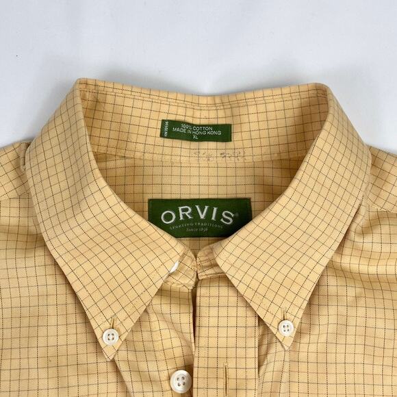 Orvis Yellow Windowpane Long Sleeve Shirt XL - Picture 4 of 9